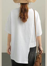 French White O-Neck Cotton Summer Top - bagstylebliss