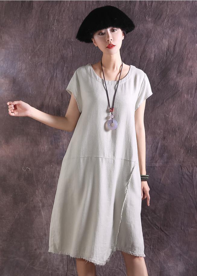 French asymmetric hem Cotton tunics for women design nude Dress summer - bagstylebliss