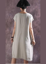 French asymmetric hem Cotton tunics for women design nude Dress summer - bagstylebliss