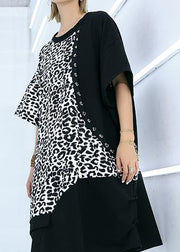 French black Cotton dresses patchwork oversized summer Dresses - bagstylebliss