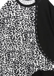 French black Cotton dresses patchwork oversized summer Dresses - bagstylebliss