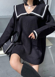 French black Sailor Collar Dresses - bagstylebliss