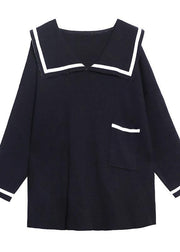 French black Sailor Collar Dresses - bagstylebliss