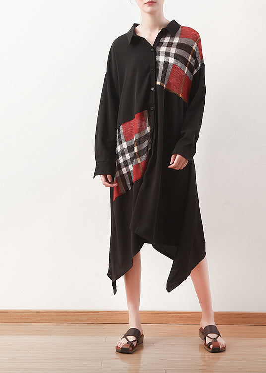 Französische schwarze Seidenkleider Patchwork Kaftan Sommerkleider mit indischem Muster