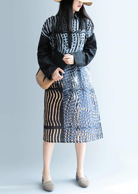 French black striped clothes Women lapel patchwork short Dress - bagstylebliss