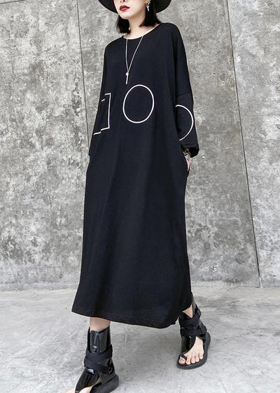 French black tunics for women o neck pockets A Line Dress - bagstylebliss