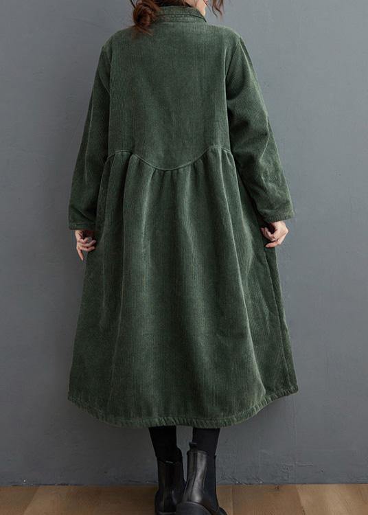 French blackish green corduroy coats Inspiration thick Cinched women coats ( Limited Stock) - bagstylebliss