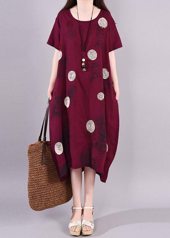 French cotton linen dress Metropolitan Museum Embroidery And Printed Casual Summer Dress - bagstylebliss