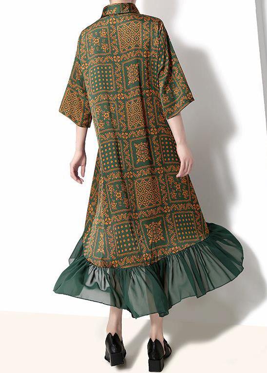 French cotton quilting clothes Drops Design Vintage Plaid Print Chiffon Ruffles Dress - bagstylebliss