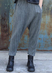 French elastic waist pants oversize gray pattern  Jeans - bagstylebliss