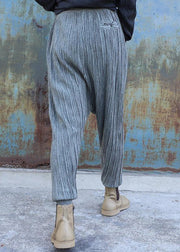 French elastic waist pants oversize gray pattern  Jeans - bagstylebliss