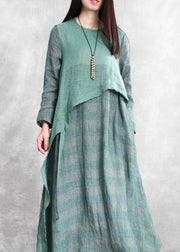 French green Robes o neck asymmetric Kaftan summer Dresses - bagstylebliss