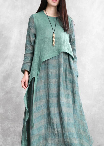 French green Robes o neck asymmetric Kaftan summer Dresses - bagstylebliss