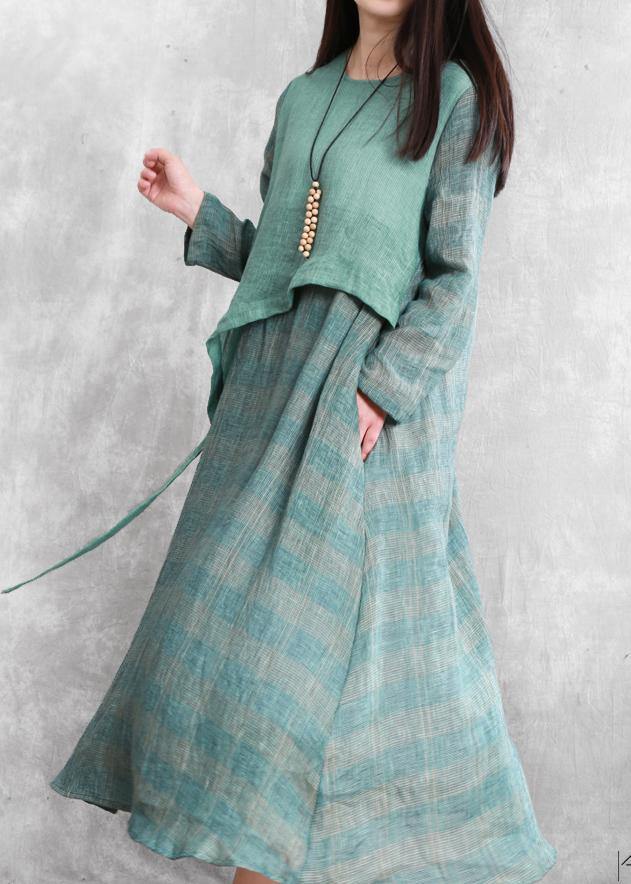 French green Robes o neck asymmetric Kaftan summer Dresses - bagstylebliss