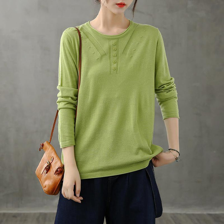 French green blouses for women o neck long sleeve short fall blouse - bagstylebliss