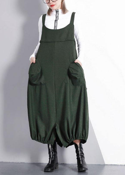 French green cotton tunics for women sleeveless Maxi fall Dresses - bagstylebliss