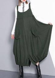 French green cotton tunics for women sleeveless Maxi fall Dresses - bagstylebliss