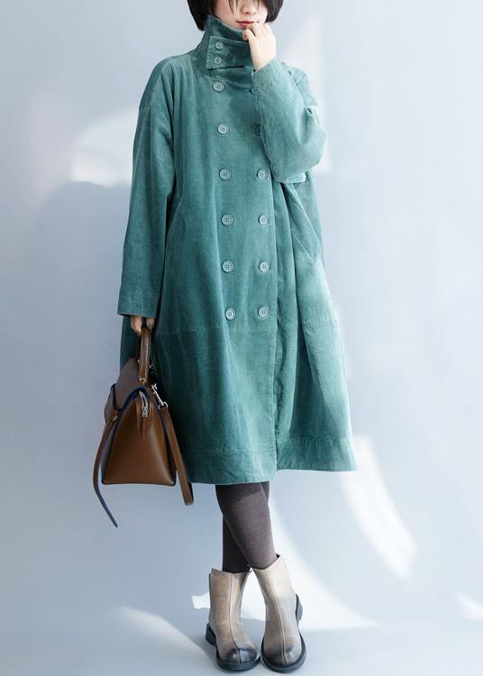 French green fine clothes For Women Inspiration double breast stand collar coats - bagstylebliss