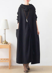 French hooded asymmetric Tunic Catwalk black Kaftan Dresses - bagstylebliss