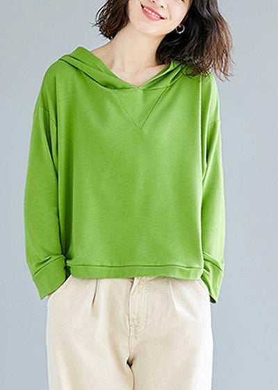 French hooded cotton tunic pattern Christmas Gifts green shirts fall - bagstylebliss