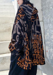 French hooded pockets Fine coat for woman orange Letter coat - bagstylebliss