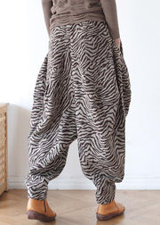 French khaki Jacquard trendy plus size wide leg pants Tutorials trousers - bagstylebliss