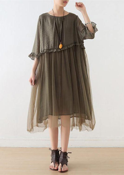 French Tea Green Tull Maxi dresses patchwork chiffon Summer Dress - bagstylebliss