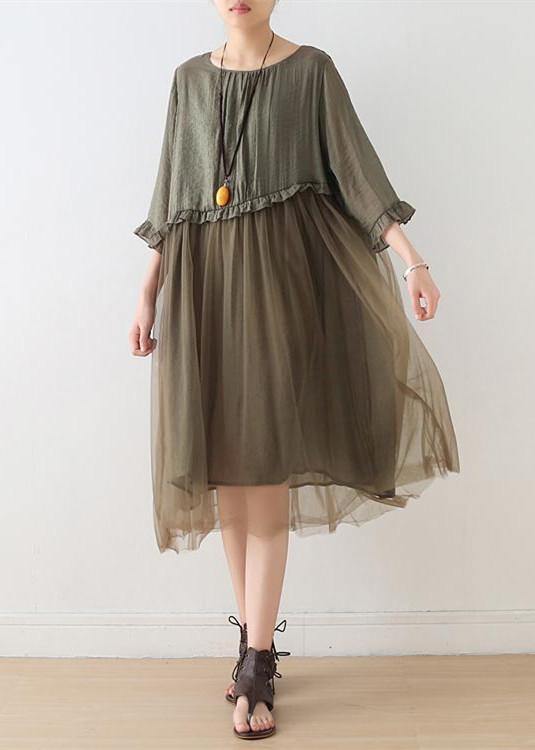 French Tea Green Tull Maxi dresses patchwork chiffon Summer Dress - bagstylebliss