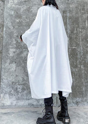 French lapel zippered Fashion crane coats white Midi women coats - bagstylebliss