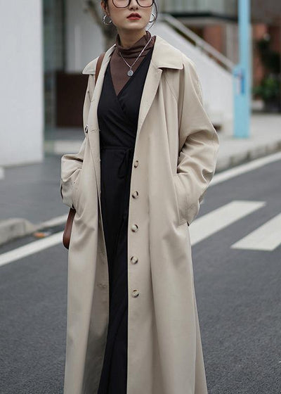 French nude Plus Size crane coats Fashion Ideas Notched pockets coats - bagstylebliss