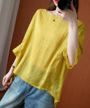 French o neck Ruffles tops women blouses Christmas Gifts yellow blouse - bagstylebliss