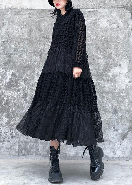 French o neck patchwork lace clothes Women Photography black long Dresses - bagstylebliss