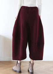 French pants stylish red Tutorials elastic waist wide leg pants - bagstylebliss