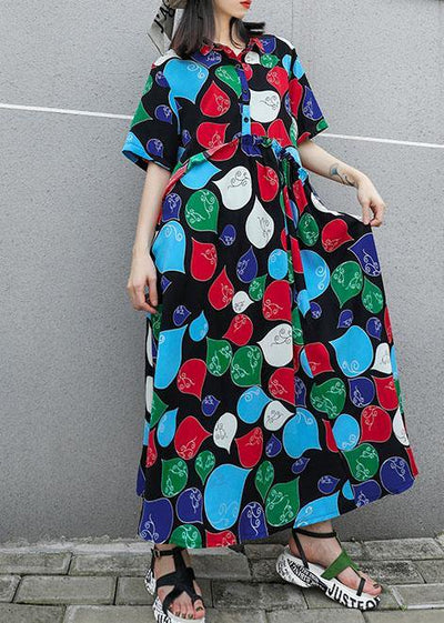 French prints cotton Tunics ruffles waist summer Dresses - bagstylebliss