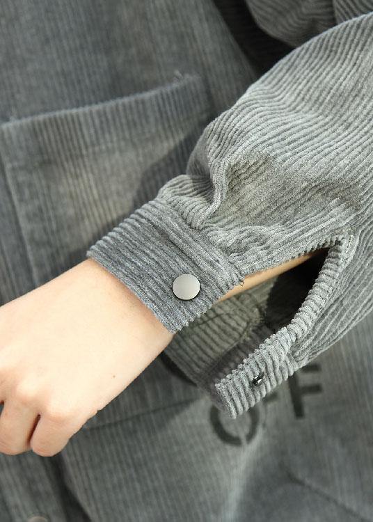 French side open corduroy clothes Women Outfits gray Dress fall - bagstylebliss