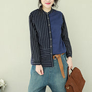 French striped linen tops women blouses Casual Inspiration Button Down oversized spring shirt