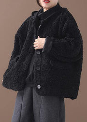 French winter Plus Size patchwork hooded clothes black coat - bagstylebliss