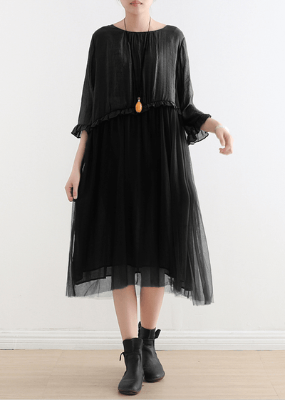 Elegant Black Tull Maxi dresses patchwork chiffon Summer Dresses-Limited Stock - bagstylebliss