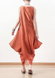 Goddess temperament dress was thin and irregular in orange long skirt - bagstylebliss