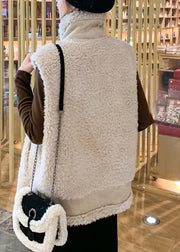 Gongmi Colour Peter Pan Collar Zippered Faux Fur Waistcoat Fall