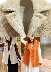 Gongmi Colour Peter Pan Collar Zippered Faux Fur Waistcoat Fall