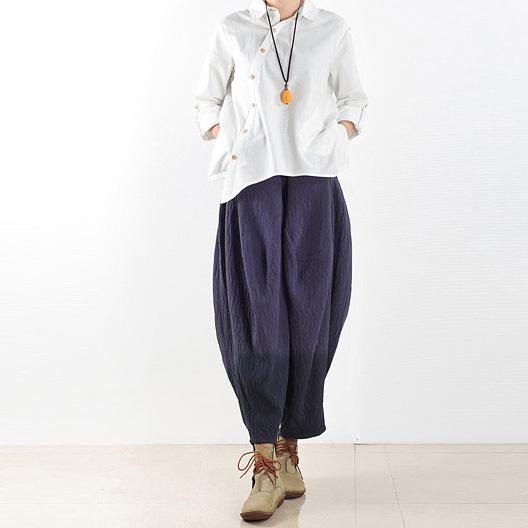 Gradient blue harem pants boho linen pants loose trousers plus size