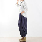 Gradient blue harem pants boho linen pants loose trousers plus size