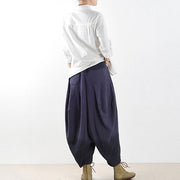 Gradient blue harem pants boho linen pants loose trousers plus size