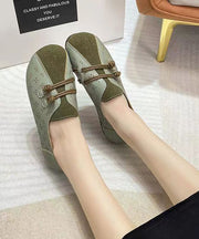 Green Penny Loafers Hollow Out Comfortable Splicing