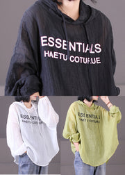 Lose Sweatshirts aus grüner Baumwolle mit Kordelzug und langen Ärmeln