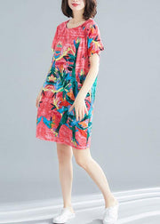 Green Print O-Neck Pockets Summer Short Sleeve Party Dresses - bagstylebliss