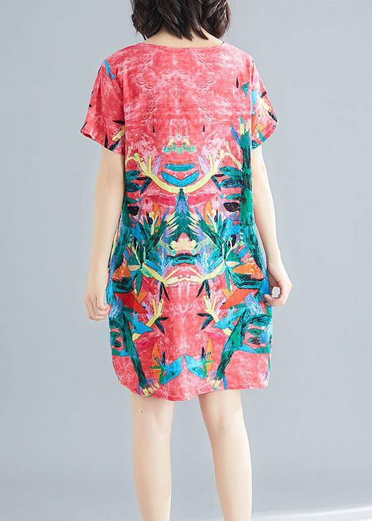 Green Print O-Neck Pockets Summer Short Sleeve Party Dresses - bagstylebliss