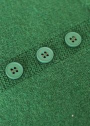 Green thick Knitted Sweaters Button Print Long Sleeve