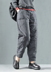 Graue Patchwork-Leinenhose Hose Winter